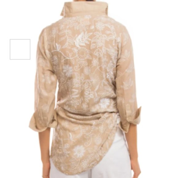 Gretchen Scott Botanical Garden Beige Embroidered Top Tunic Small, like new - Picture 3 of 7